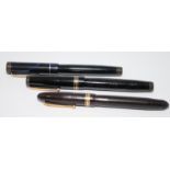 Collection of fountain pens to include a Swan leverless 4250 in dark burgundy c/w Swan No.2 14ct