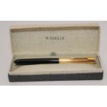 Parker 51 Aerometric black body rolled gold cap. Made in England. Broad oblique nib. Very good in