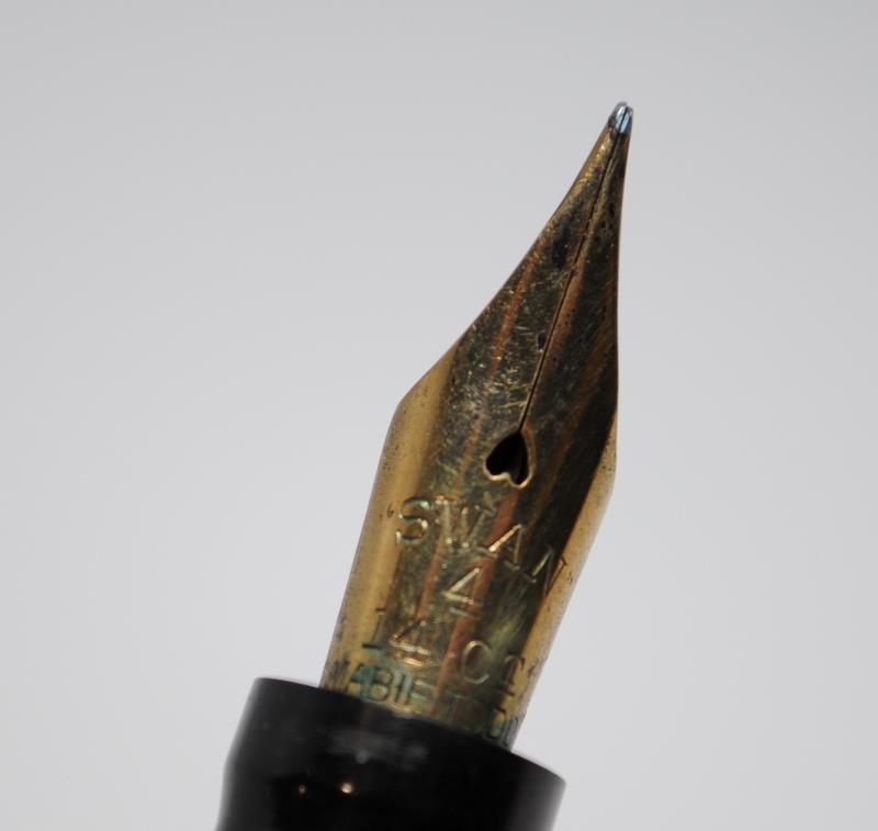 Mabie Todd & Co Swan Leverless fountain pen in green lizard skin. Pat. No.390585 c/w Swan No.4 - Image 6 of 6