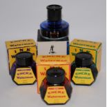 Selection of quality vintage boxed fountain pen inks to include Parker Sapphire blue and Encre