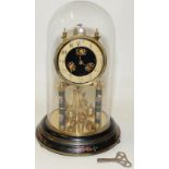 Vintage German 400 day Torsion Anniversary clock with hand painted decoration to dial and base.