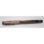 Swan grey/ruby snakeskin fountain pen ref.100/80 with chrome clip. C/w Swan 1D 14ct nib. Ref.NK297