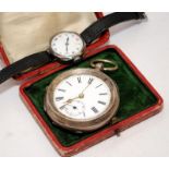 Continental .935 silver gents open face pocket watch together with a sterling silver red 12 trench