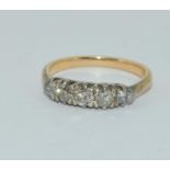 Antique 18ct gold five stone old cut diamond ring Size N