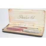 Parker boxed fountain pen and mechanical pencil set. NOS 1st generation De Luxe set with sales
