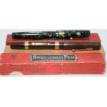 Boxed Waterman 52 fountain pen with twin solid gold bands to barrel and Waterman No.2 nib c/w a