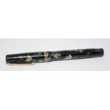 Swan L4 black and green pearl marble fountain pen c/w Swan Eternal No.4 14ct nib. Ref.NA339