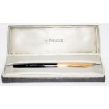 Boxed Parker P51 Aerometric Custom MKII black body with gold plated cap. Clear chalk marks. Near