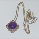 Silver Amethyst cabochon necklace