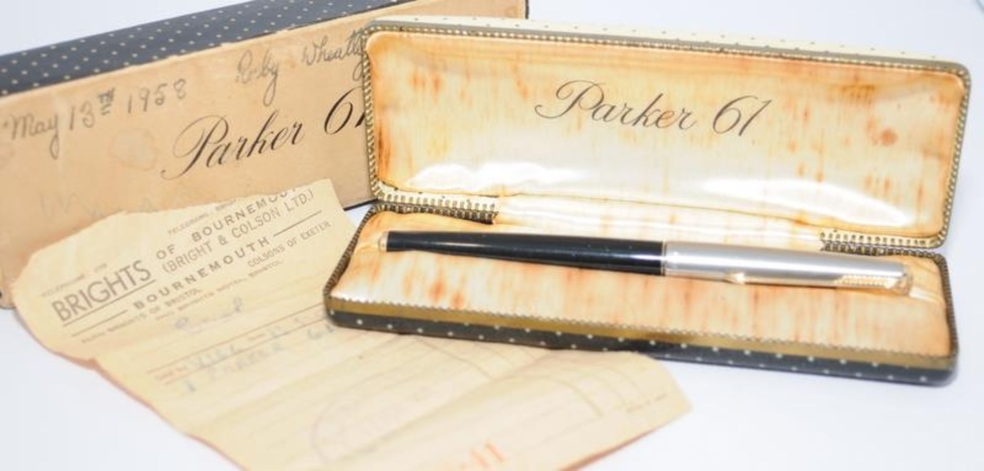 Pair of vintage boxed Parker pens to include a P61 black with rainbow cap and a Parker 61 black De - Image 2 of 5