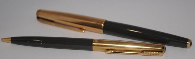 Parker 61 fountain pen in grey with gold plated cap, also includes Heirloom propelling pencil also