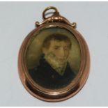 9ct gold pendant miniature of a country gentleman