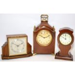 Three small mantel clocks, all seen working. Ref 35