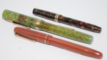 Collection of three vintage fountain pens to include a Swan Self Fill 3173 in rare Coral colour c/