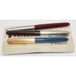 Collection of boxed Parker fountain pens to include a Parker P51 Aerometric with burgundy body and