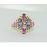 9ct gold ladies Diamond shape semi precious stone ring size M