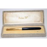 Two vintage Parker fountain pens to include a Parker 51 in Cedar Blue with rolled gold cap and a