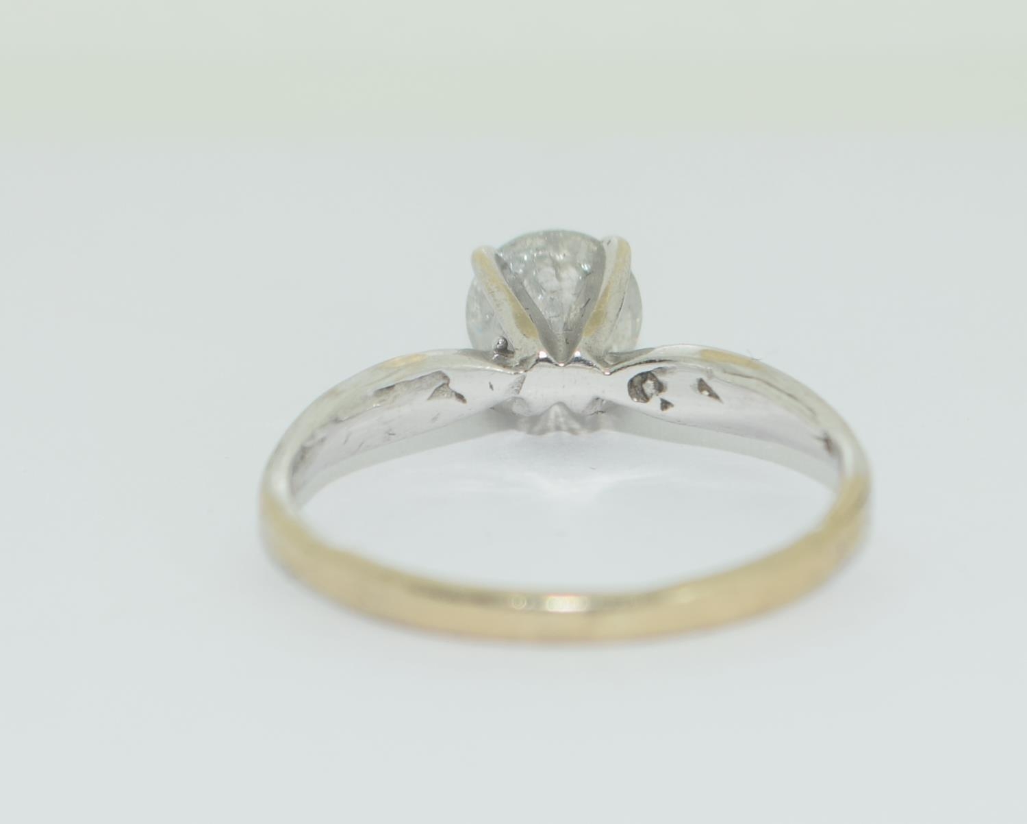 9ct white gold ladies diamond solitaire ring approx 85 points size M - Image 3 of 7