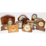 Large collection of mantel clocks to include makes such as Junghans, Benson, Smiths etc. Being