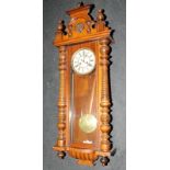 Oak cased pendulum longcase wall clock. O/all height approx 124cms