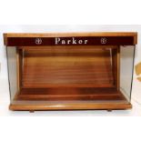 Vintage Parker Pens glazed countertop point of sale retail display cabinet c/w lighting unit in good