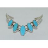 Native American Turquoise sterling silver wishbone bracelet.