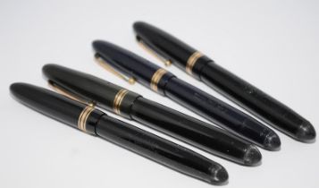 Collection of vintage fountain pens to include a Swan 42/60 leverless in black c/w Swan No.2 14ct