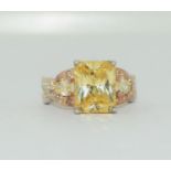 Silver and lemon quarts ring size K