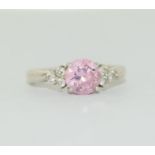 Silver Pink Tourmaline ring size M