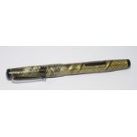 Swan silver snakeskin fountain pen with ebonite lever and chrome clip and Mabie Todd Swan No.1
