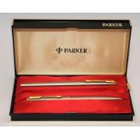 Parker Falcon 50 set comprising fountain pen and propelling pencil, missing ballpoint pen. near mint