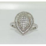 An Art Deco style 925 silver pear shape ring, Size P