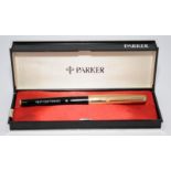 Vintage Parker 65 Custom in black with good chalk marks, complete in original box with leaflet a