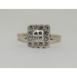 9ct gold with silver square face ladies ring size M