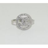 silver CZ designer style dress ring,Size O