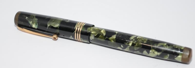 Swan SM100/63 Russet & Green fountain pen with ebonite lever and nickel coated clip, c/w Swan No.1 - Image 2 of 7