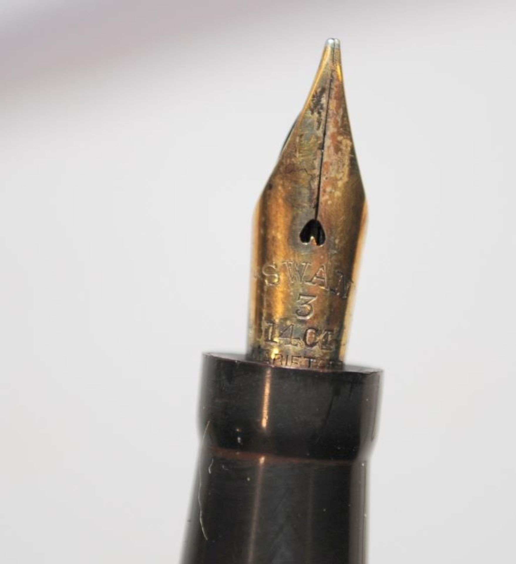 Top quality Swan L330/64 leverless fountain pen in amber/brown, fully restored at considerable - Image 5 of 5