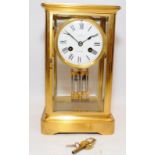 Quality JW Benson of London four glass striking clock with mercury pendulum. Comes with a full