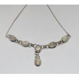 Large colourful moonstone 925 silver necklace.