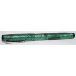 Swan green/black snakeskin fountain pen with ebonite lever fill and Swan No.1 14ct nib. Ref. UK302