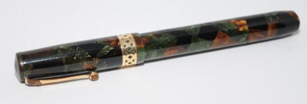 Swan Visofil V2/63 russet and jade fountain pen c/w Swan No.2 14ct nib. Ref.CRK410