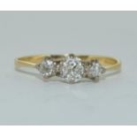 Vintage three stone Diamond ring 0.50ct approx, Size M 1/2.
