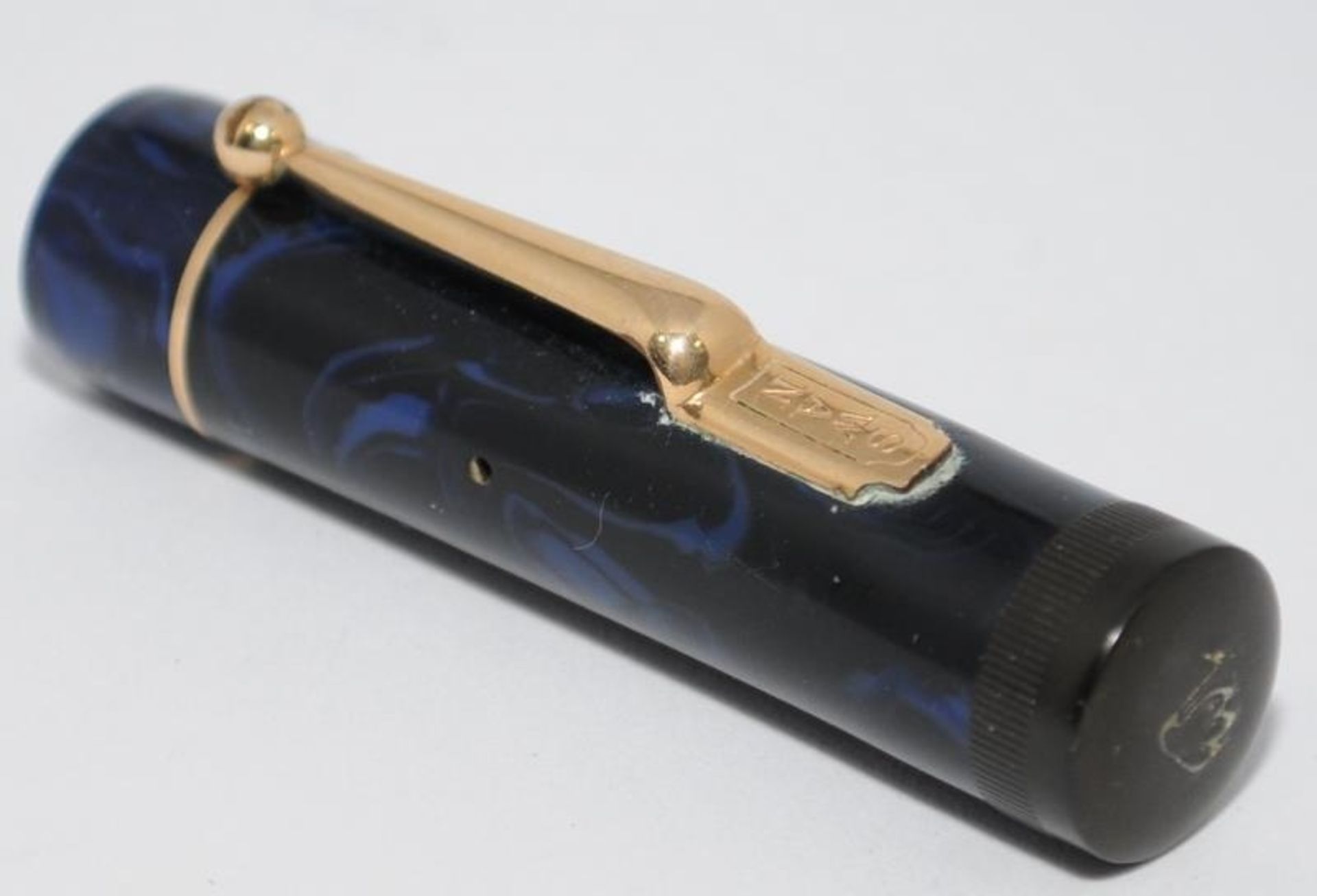 Swan L205/52 fountain pen with Lapis Lazuli body and cap. Great condition. With Swan N0.2 14ct - Image 4 of 5