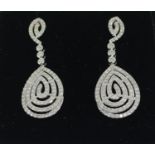 14ct white gold diamond swirl drop earrings approx 0.50ct total