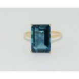 9ct gold Blue Topaz dress ring approx 10cts size S