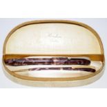 Vintage Burnham fountain pen and propelling pencil in violet and burgundy marble. Near mint in