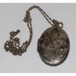 Silver locket and chain.