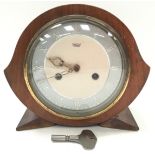 Smiths Enfield vintage chiming mantle clock with charming duck egg blue chapter ring, in working