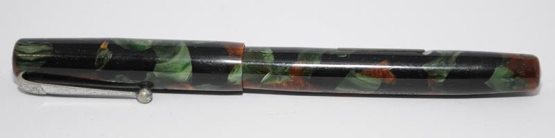 Swan SM100/63 Russet & Green fountain pen with ebonite lever and nickel coated clip, c/w Swan No.1 - Image 5 of 7
