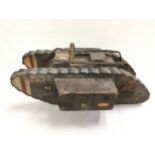Scratchbuilt possibly Trench art model of a WWI tank.